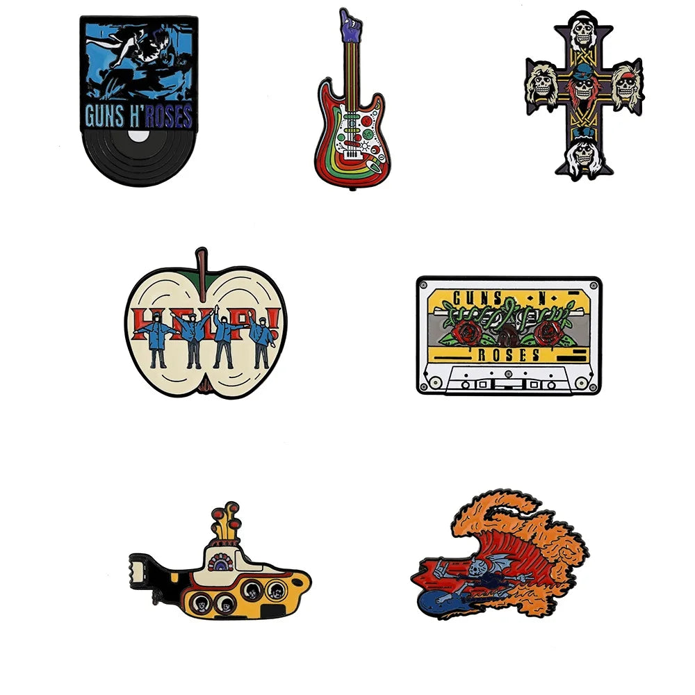 Gun Roses Enamel Pins