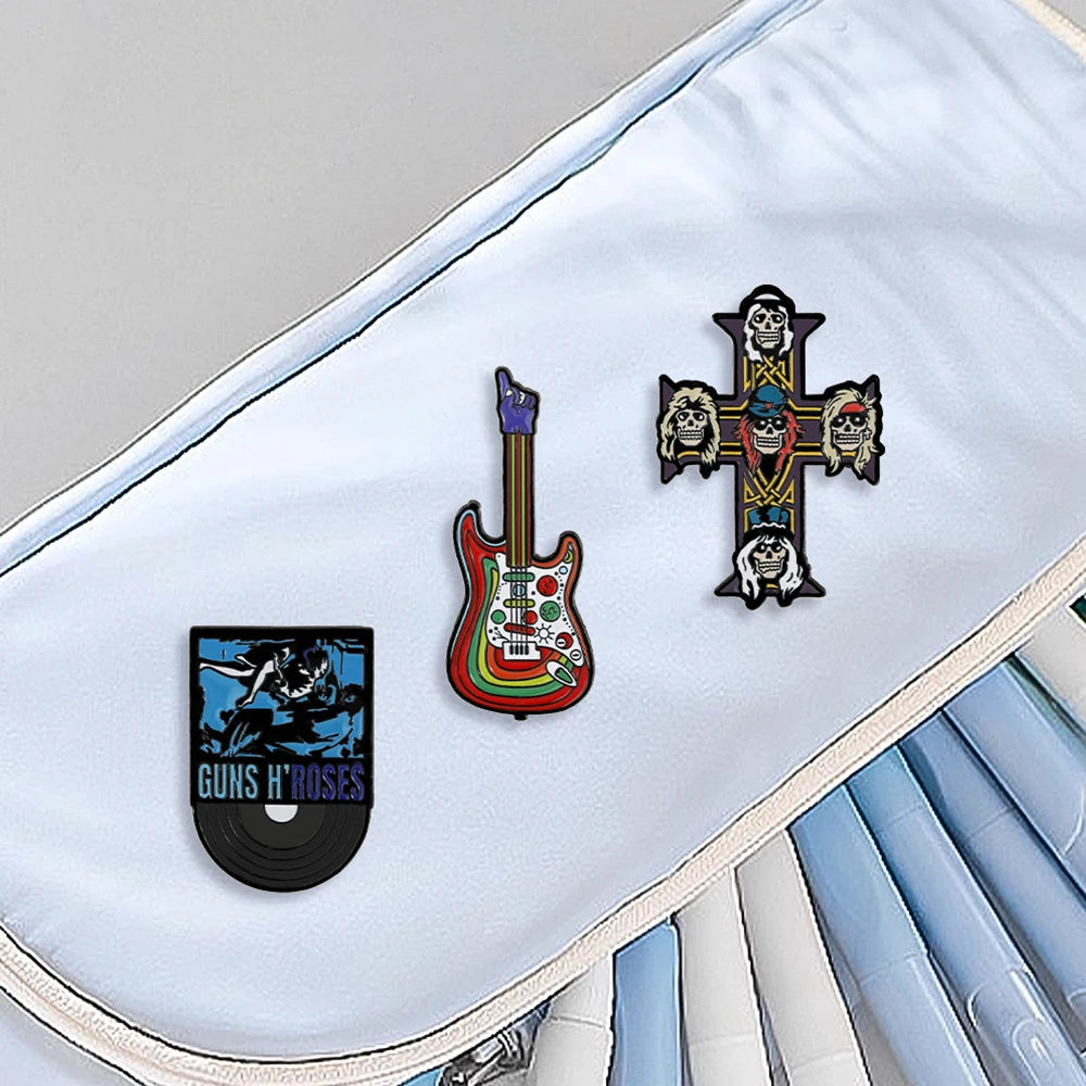 Gun Roses Enamel Pins